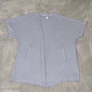Loose Wear Over Ideology Cardigan Blue Short Sleeve Soft Comfy Overall
